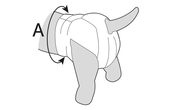 Hondenluier schema met pijl A