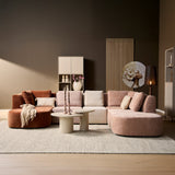 MySofa U-vormige bank met bruine en beige zitdelen en sierkussens