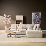 MySofa Jesse bank met chaise rechts, beige bankdeel met open zitting en chaise
