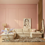 MySofa Teddy U-bank met beige geribde stof, bankelementen met brede armleuningen
