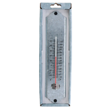 Zinken thermometer in verpakking met temperatuurschaal en meetelement