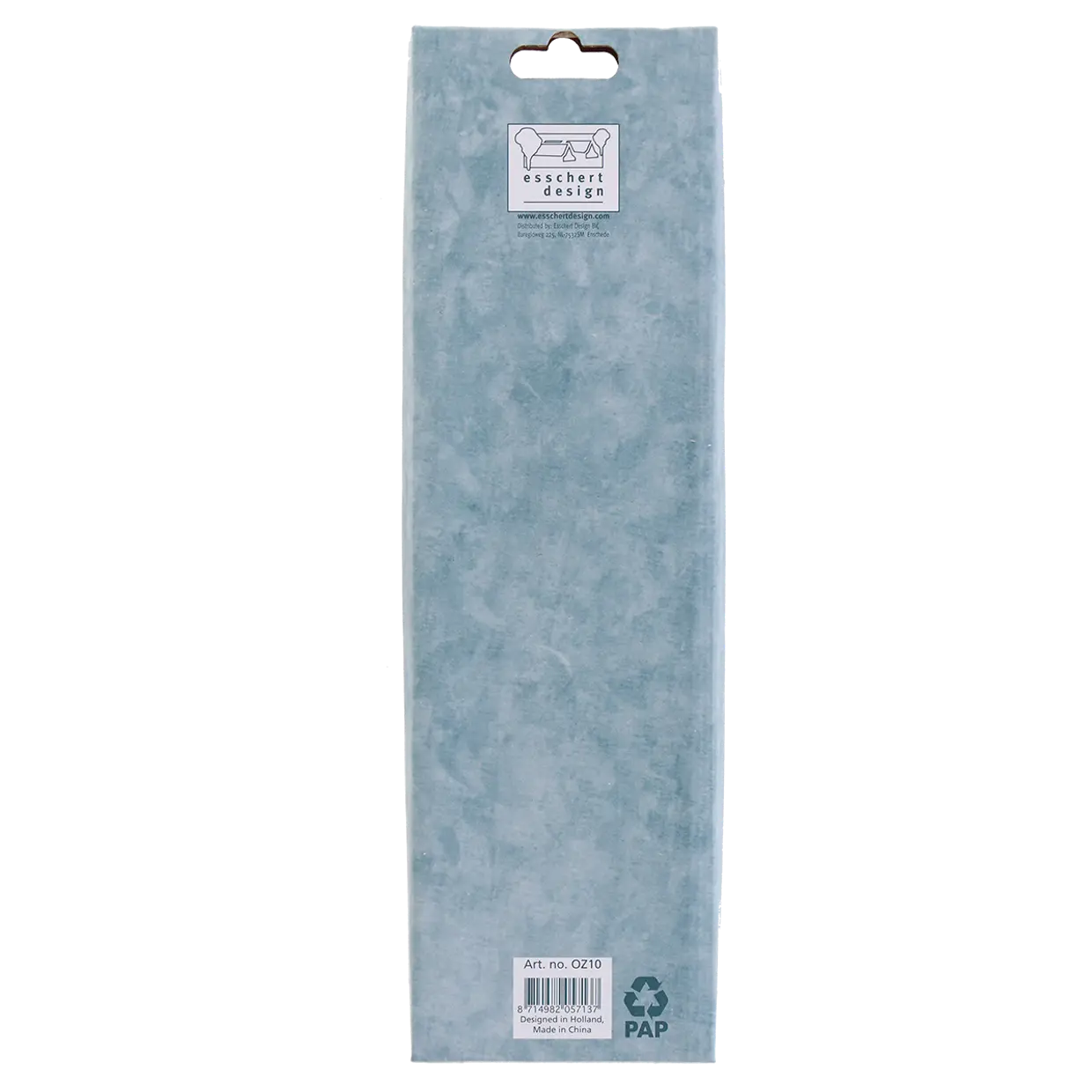 Zinken thermometer met etiket, ophangoog en recyclagepictogram