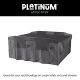 Tuinsethoes voor rechthoekige en ovale tafel met stoelen, donkergrijs