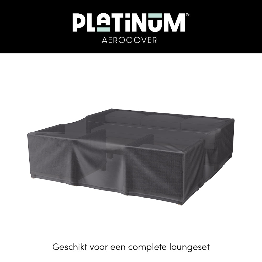 Loungesethoes voor loungeset, donkergrijze hoes met hoge zijkanten en vouwen