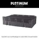 Tuinsethoes over tafel met stoelen, grijs, met afgeronde bovenrand