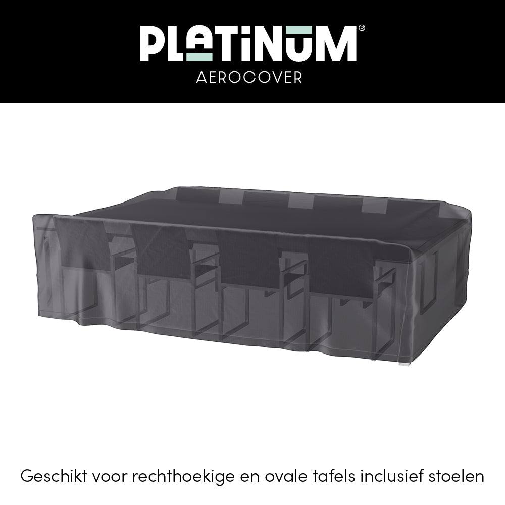 Tuinsethoes over tafel met stoelen, grijs, met afgeronde bovenrand