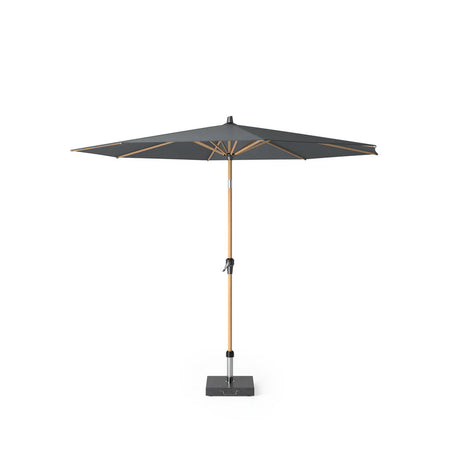 Platinum parasol met ronde doek, antraciet en houten paal, inklapbare constructie