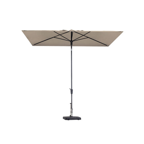 Staande parasol met ecru microvezel doek, open, met mast en kruisspanten