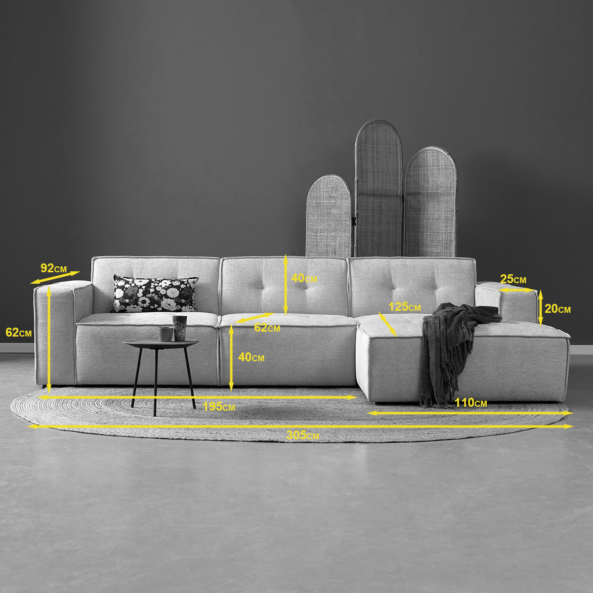 FLOW met chaise longue rechts - Majestic 607