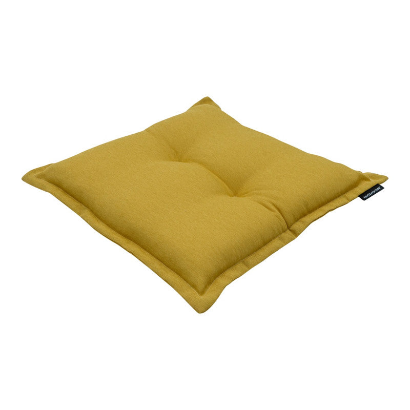 Zitkussen 50x50 cm panama mosterdgeel, vierkant losgevuld met licht geprofileerde naden