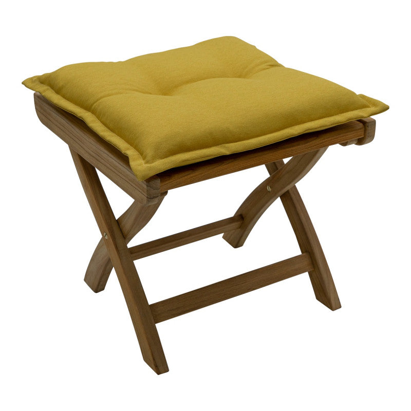 Zitkussen 50x50 cm panama mosterdgeel op houten kruk, effen stof