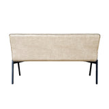 Eetkamerbank met beige, gladde rug en zitting, zwarte poten