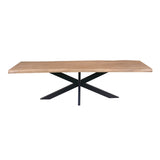 Boomstamtafel Dakota van hout met zwarte kruisvoet, 240 cm