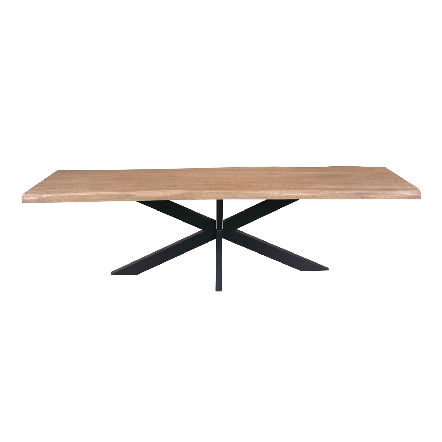 Boomstamtafel Dakota van hout met zwarte kruisvoet, 240 cm