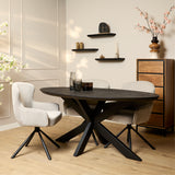 Eettafel Brandy Zwart | 160 cm | Ovaal