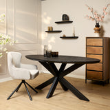 Eettafel Brandy Zwart | 160 cm | Ovaal