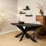 Eettafel Brandy Zwart | 160 cm | Ovaal