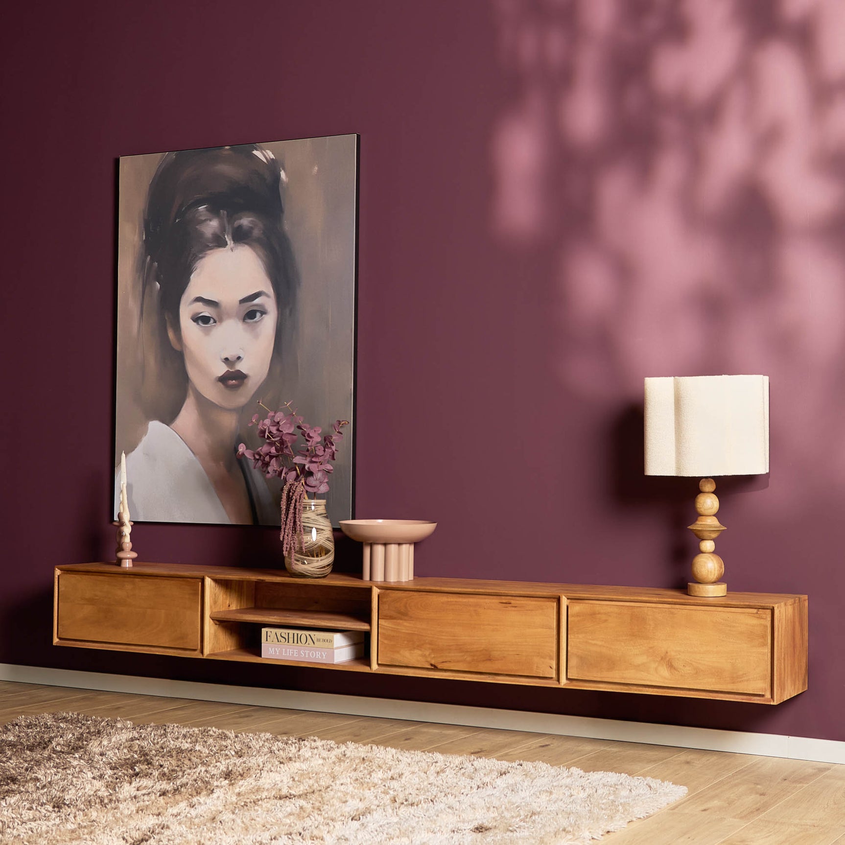 Zwevend tv meubel Ambiance Naturel | 280 cm