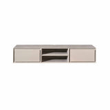 Zwevend tv-meubel taupe met twee laden en open middenplank