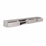 Zwevend tv-meubel in taupe met open middenplank en 3 schuifladen