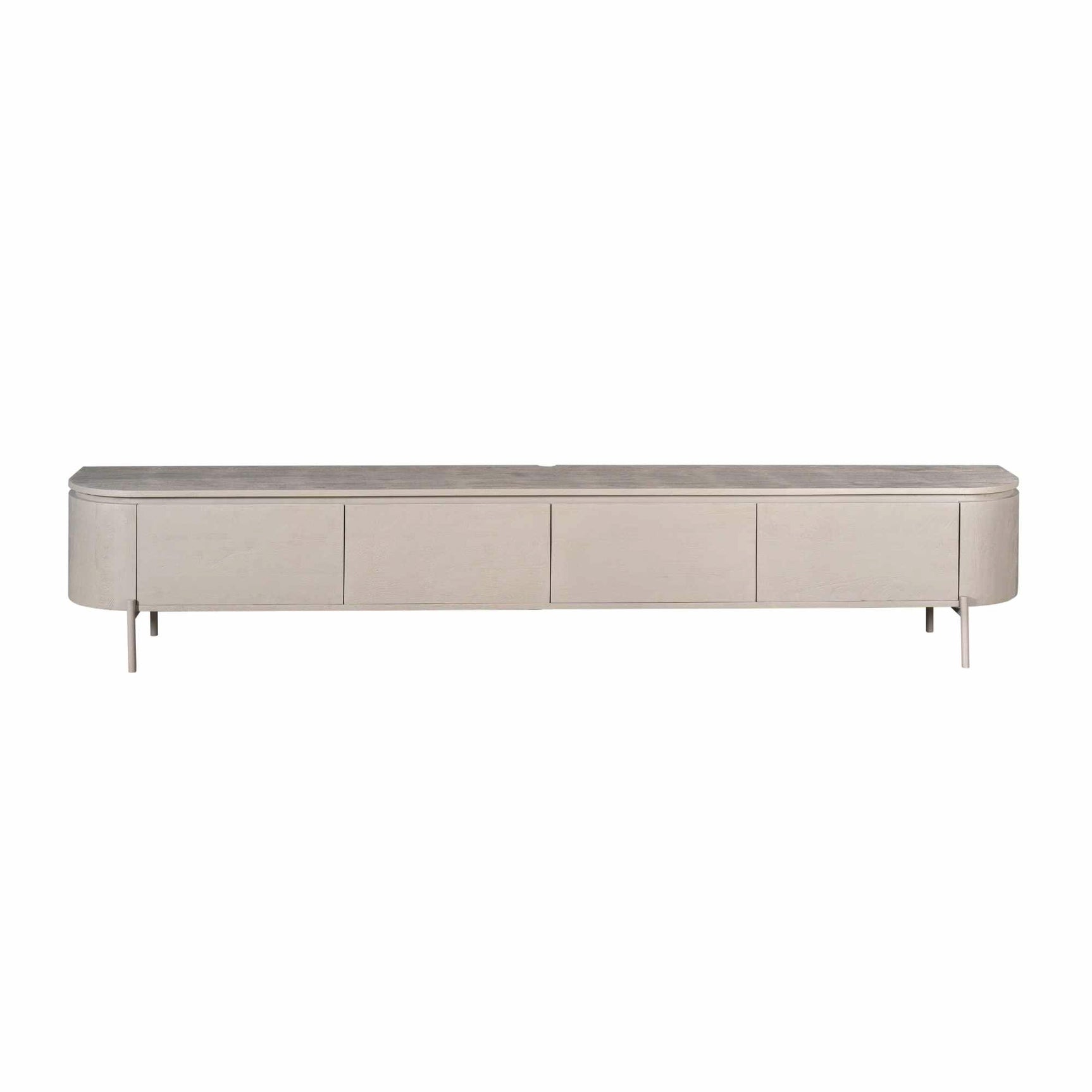 Taupe tv-meubel met 4 deuren en metalen pootjes