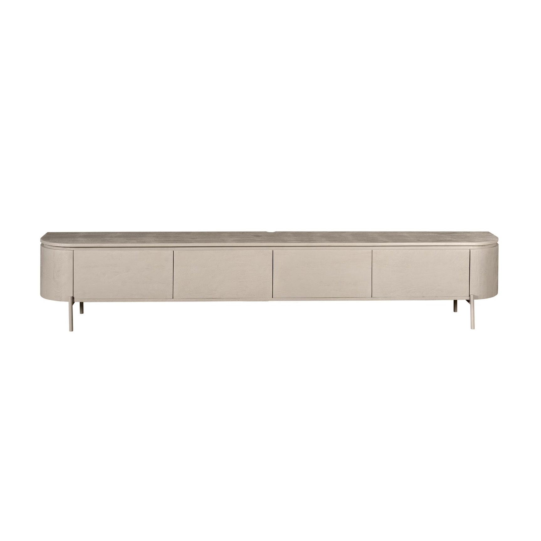 Taupe tv-meubel met afgeronde hoeken en 4 frontpanelen