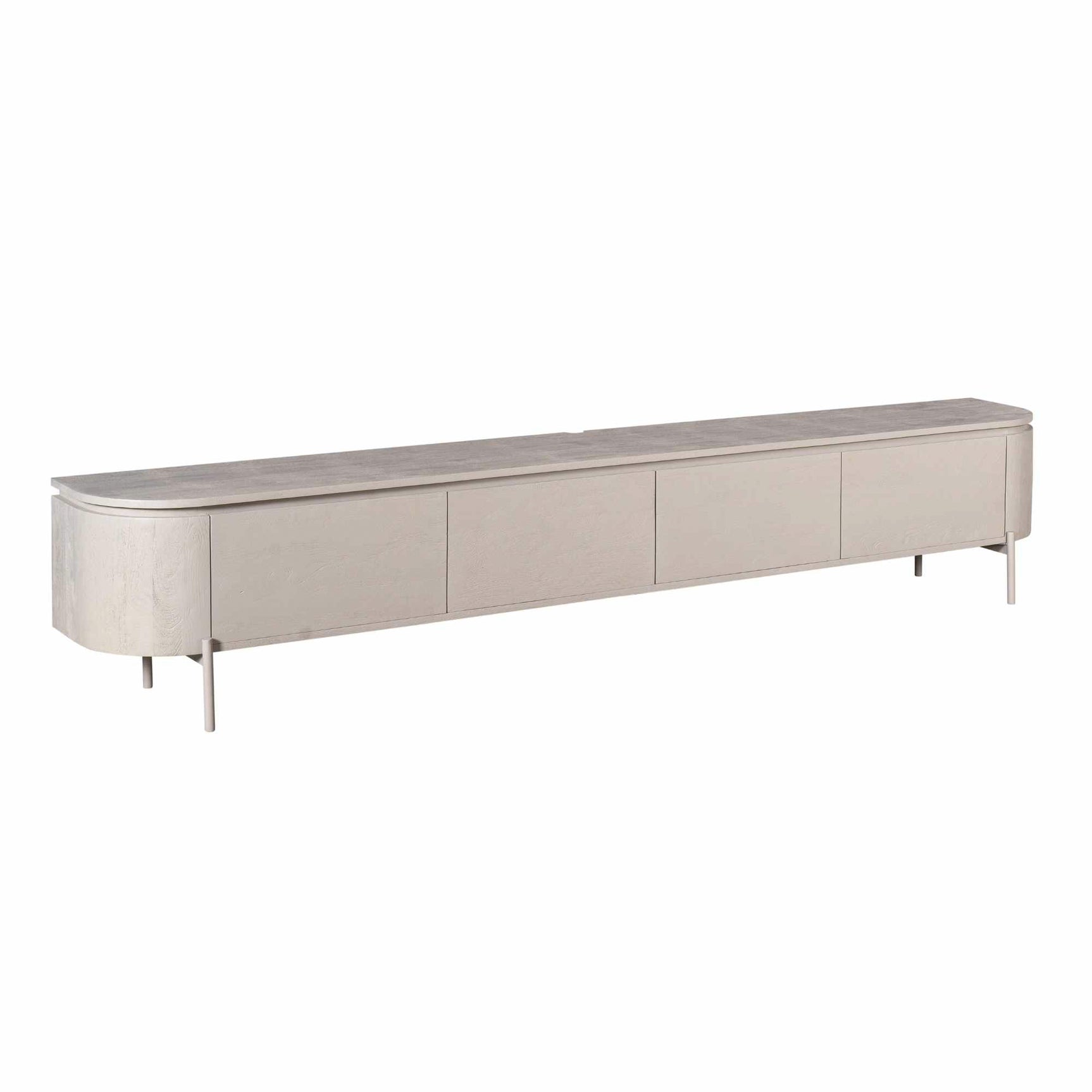 Tv-meubel in taupe met gladde deuren en vierkante frontpanelen, ca. 200 cm