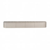 Tv-meubel taupe met lang frontpaneel en afgeronde kap, ca. 200 cm