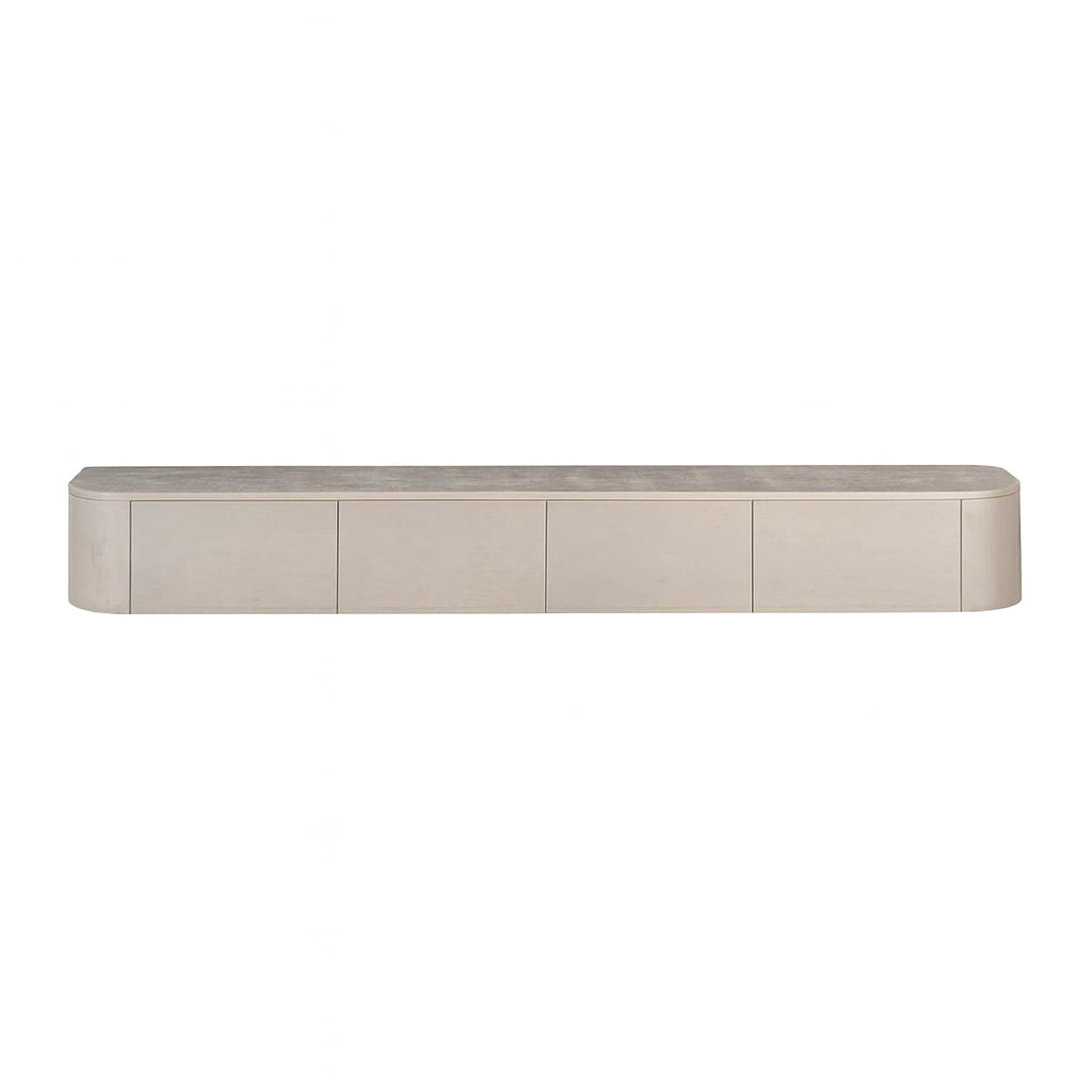 TV-meubel Excellent taupe met 4 fronten en afgeronde hoeken, lage tv-kast