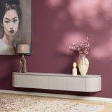 TV-meubel Excellent taupe met 4 ladefronten en decor op het bovenblad