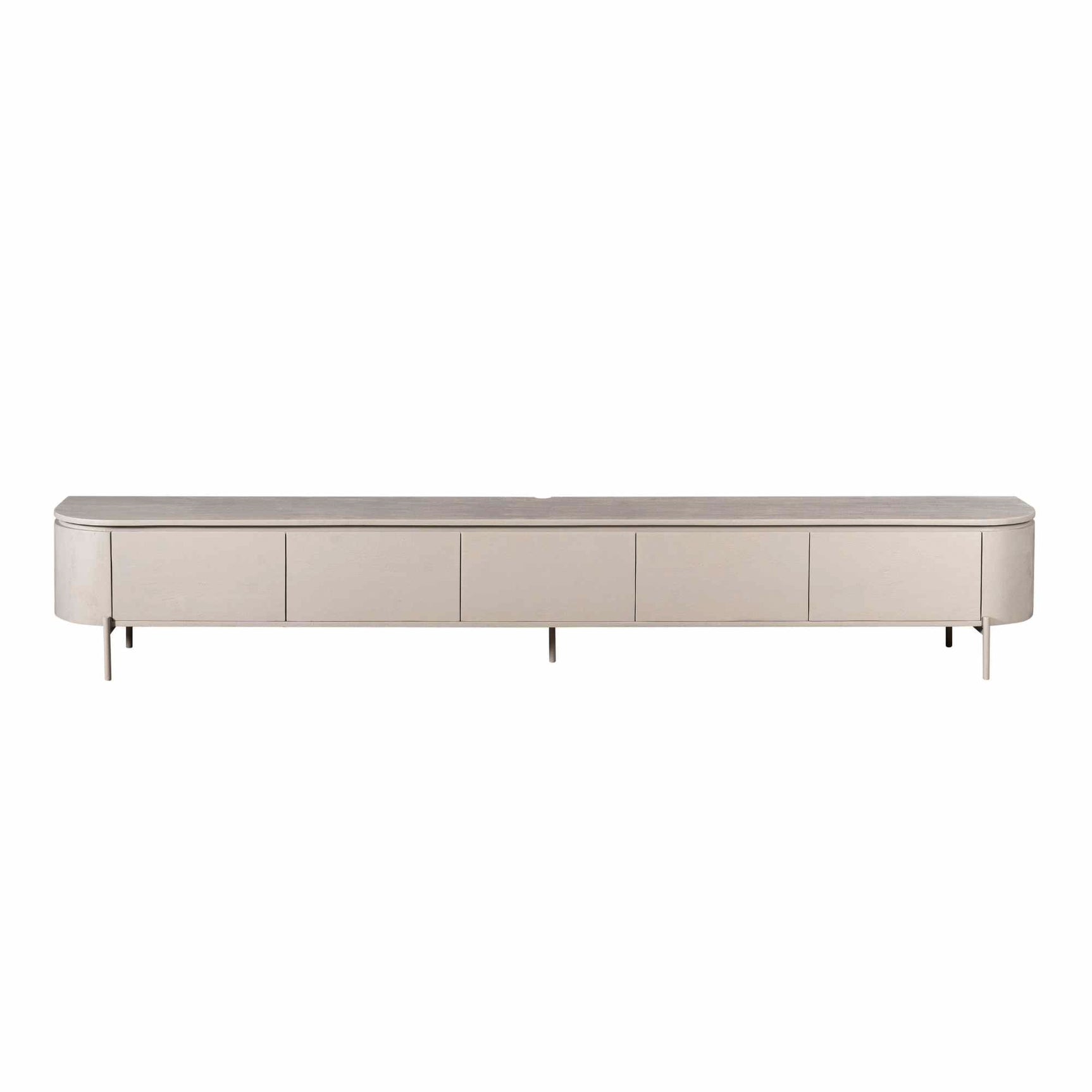 Tv-meubel in taupe met vijf deuren en slanke pootjes