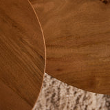 Salontafel Solana naturel hout: close-up van rond bladrand