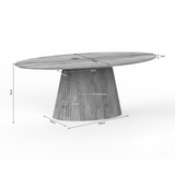 Eettafel Solana ovale eettafel met afmetingen 210cm x 100cm en centrale houten poot