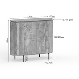 Afmetingen van Solana kabinetkast: 115 cm breed, 100 cm hoog, 41 cm diep.