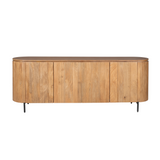 Dressoir met rond blad en verticale houtlatten, naturel kleur, met pootjes