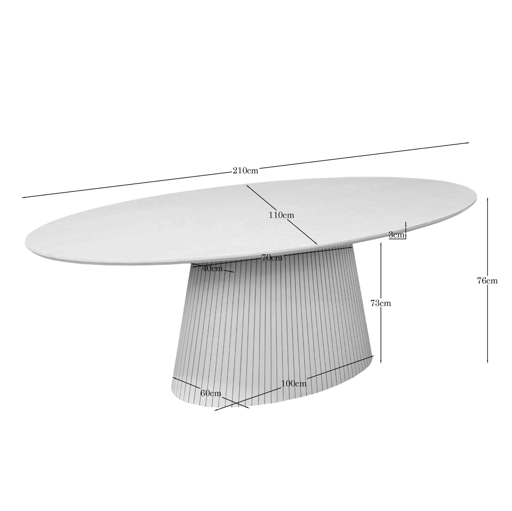 Ovale eettafel Solana Zand Mangohout 210 cm