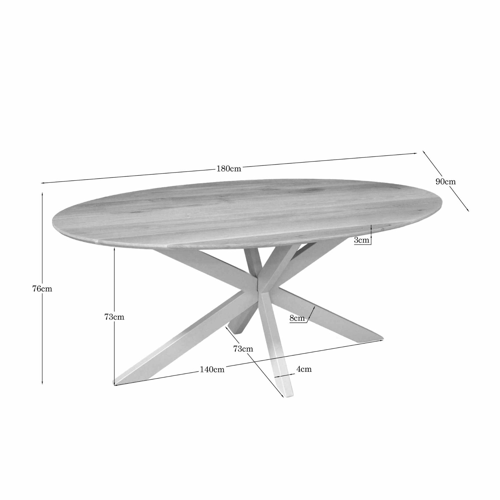 Eiken eettafel Ferris | Ovaal 180 cm | Naturel | Poot Zand