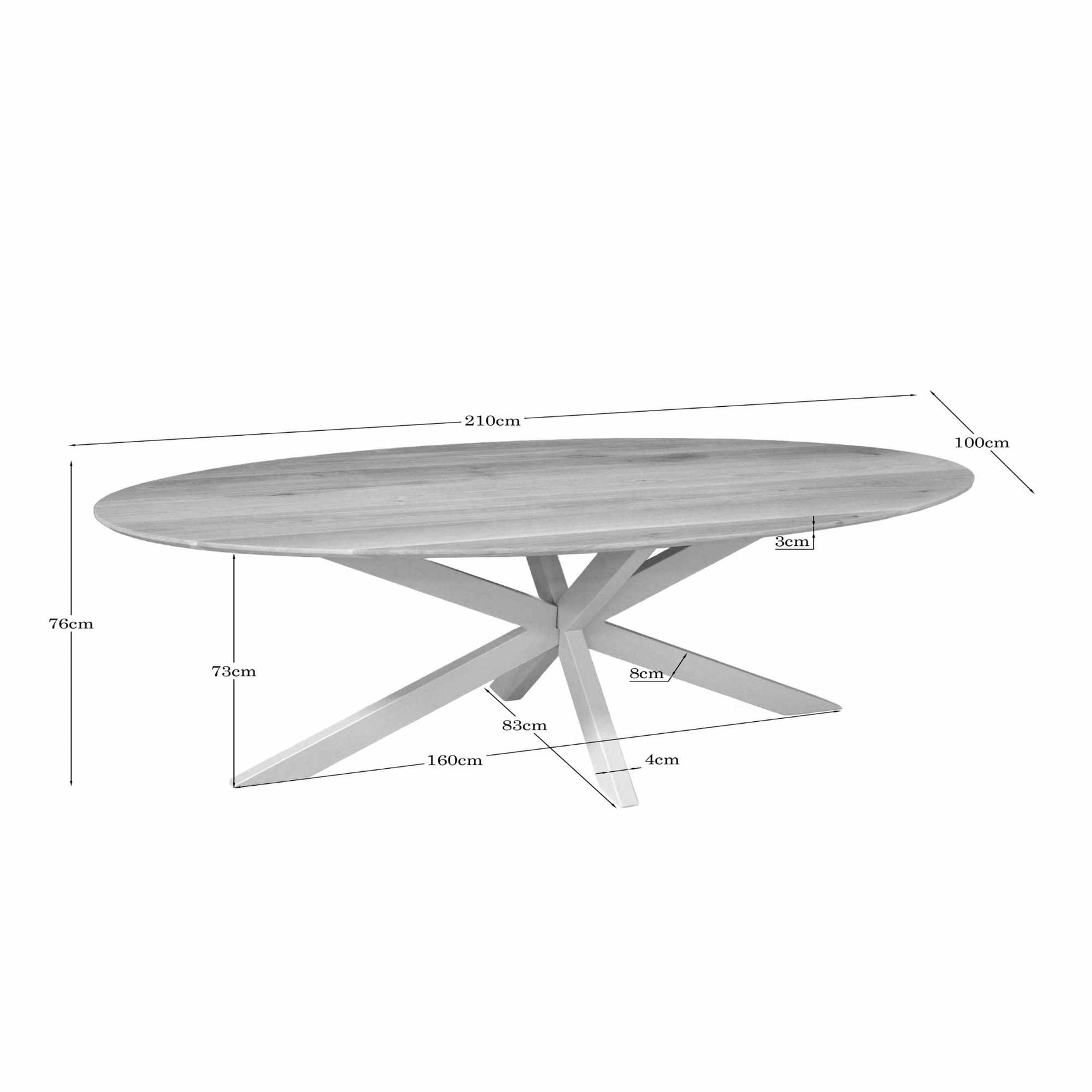 Eiken eettafel Ferris | Ovaal 210 cm | Naturel | Poot Zand