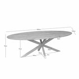 Ovale eettafel met eiken blad en afmetingen 280×120×74 cm