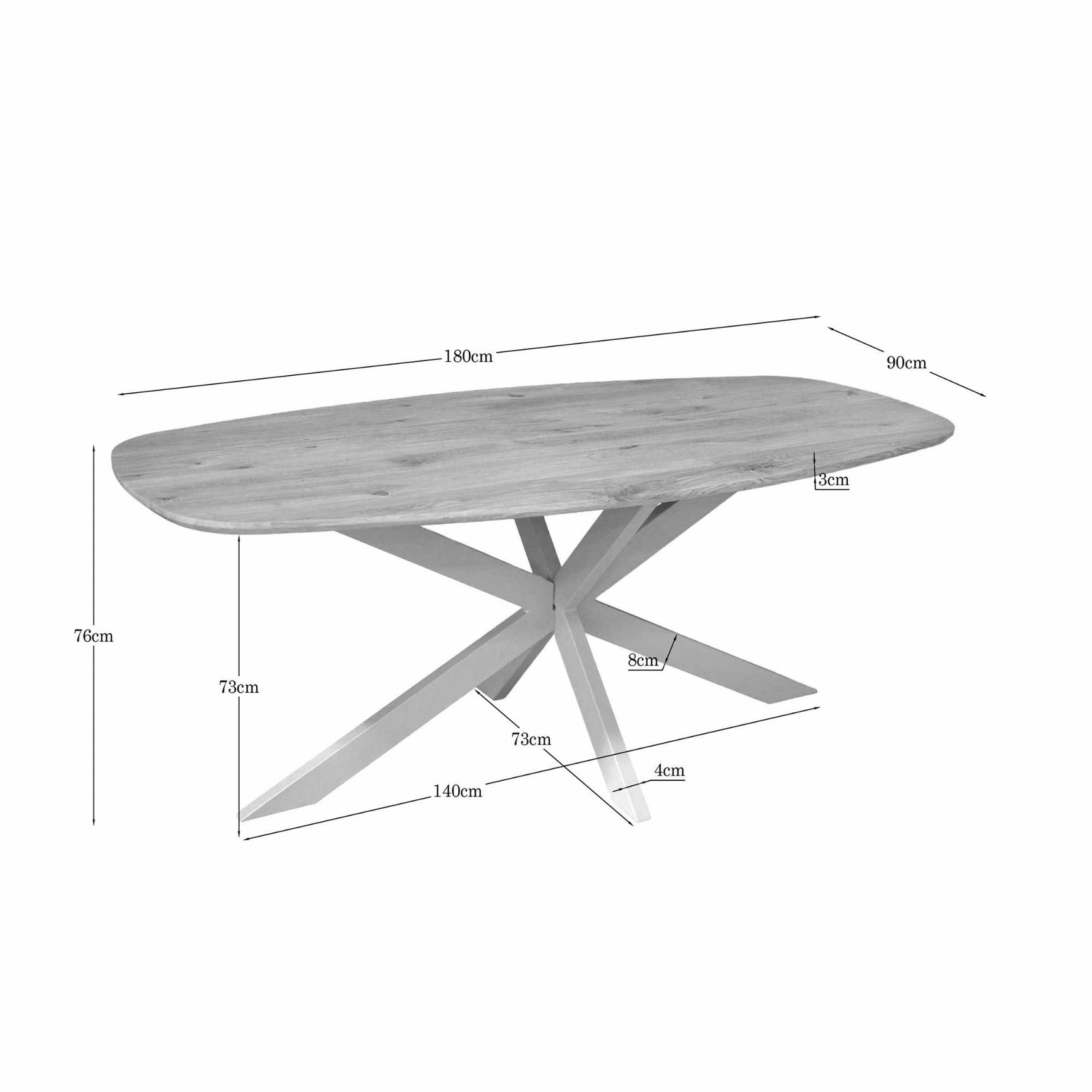 Eiken eettafel Ferris | Deens ovaal 180 cm | Naturel | Poot zandkleurig