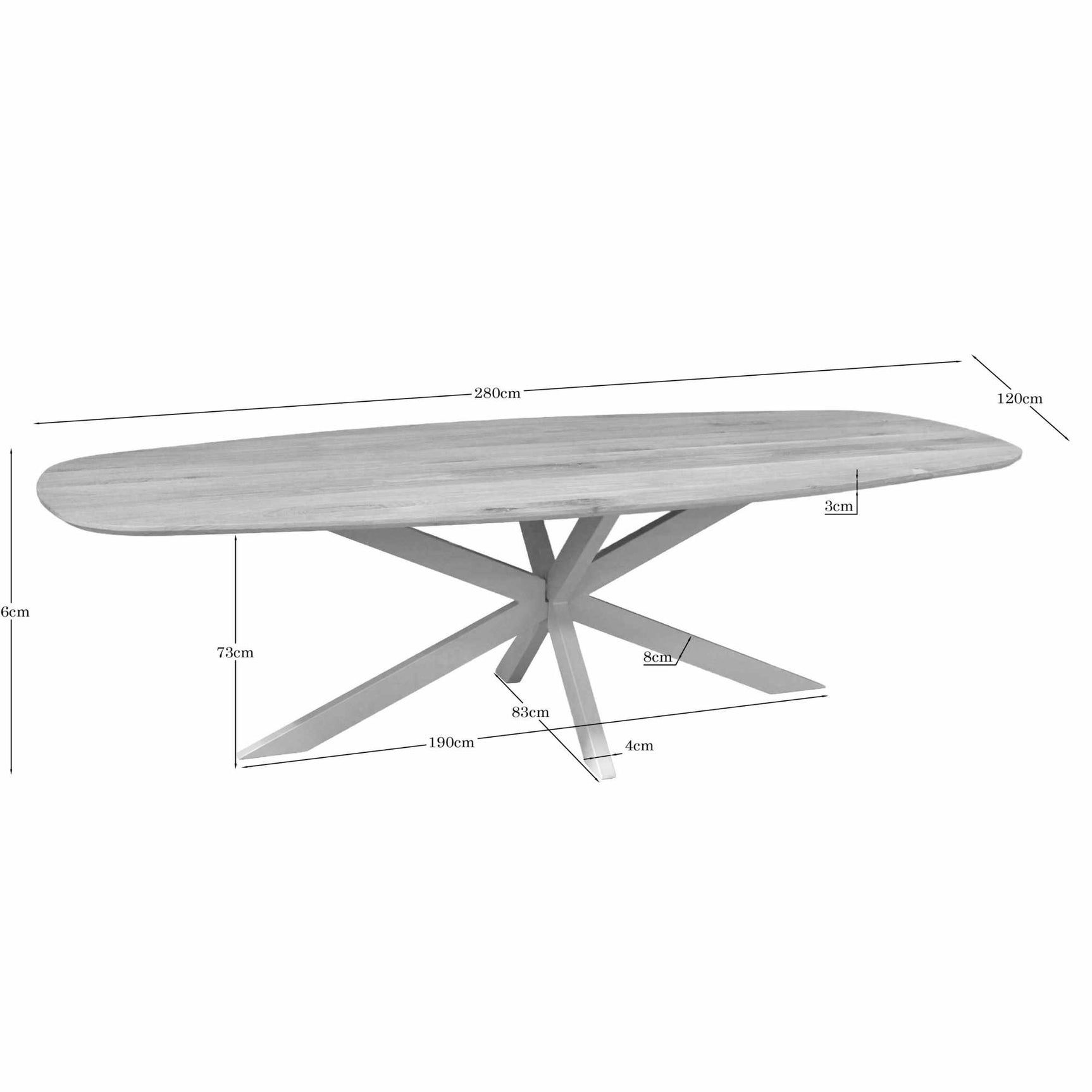 Eiken eettafel Ferris | Deens Ovaal 280 cm | Naturel | Poot Zand