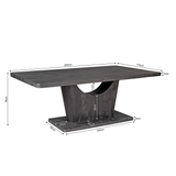 Eettafel Voco met afmetingen 200x110 cm en hoogte 75 cm, bruin met centrale poot