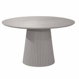 Ronde eettafel in taupe met conische ribbelpoot en effen rond blad
