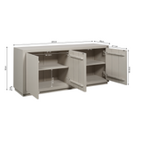 Wit dressoir met 4 deuren, open vakken en legplanken