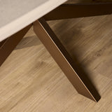 Ovale eettafel met houten onderstel en schuine steunbalken