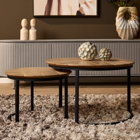 Salontafel Otik Naturel Eiken | 70 cm | set van 2