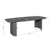 Bruine eettafel met afmetingen 240×100 cm, dik blad en zijpanelen