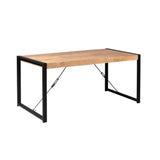 Eettafel met houten blad en zwart metalen frame, ander hoekaanzicht