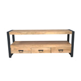 Tv-meubel Britt 150 cm met eikenlook bovenblad en drie lades met grepen