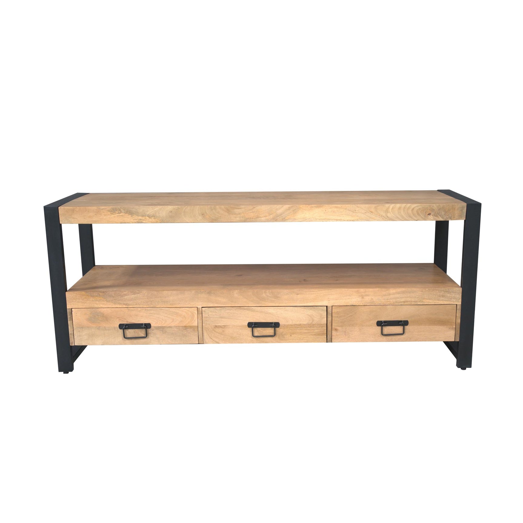 Tv-meubel Britt 150 cm met eikenlook bovenblad en drie lades met grepen